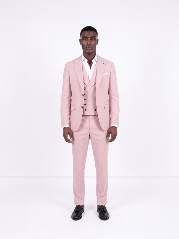 Fato liso slim fit com colete