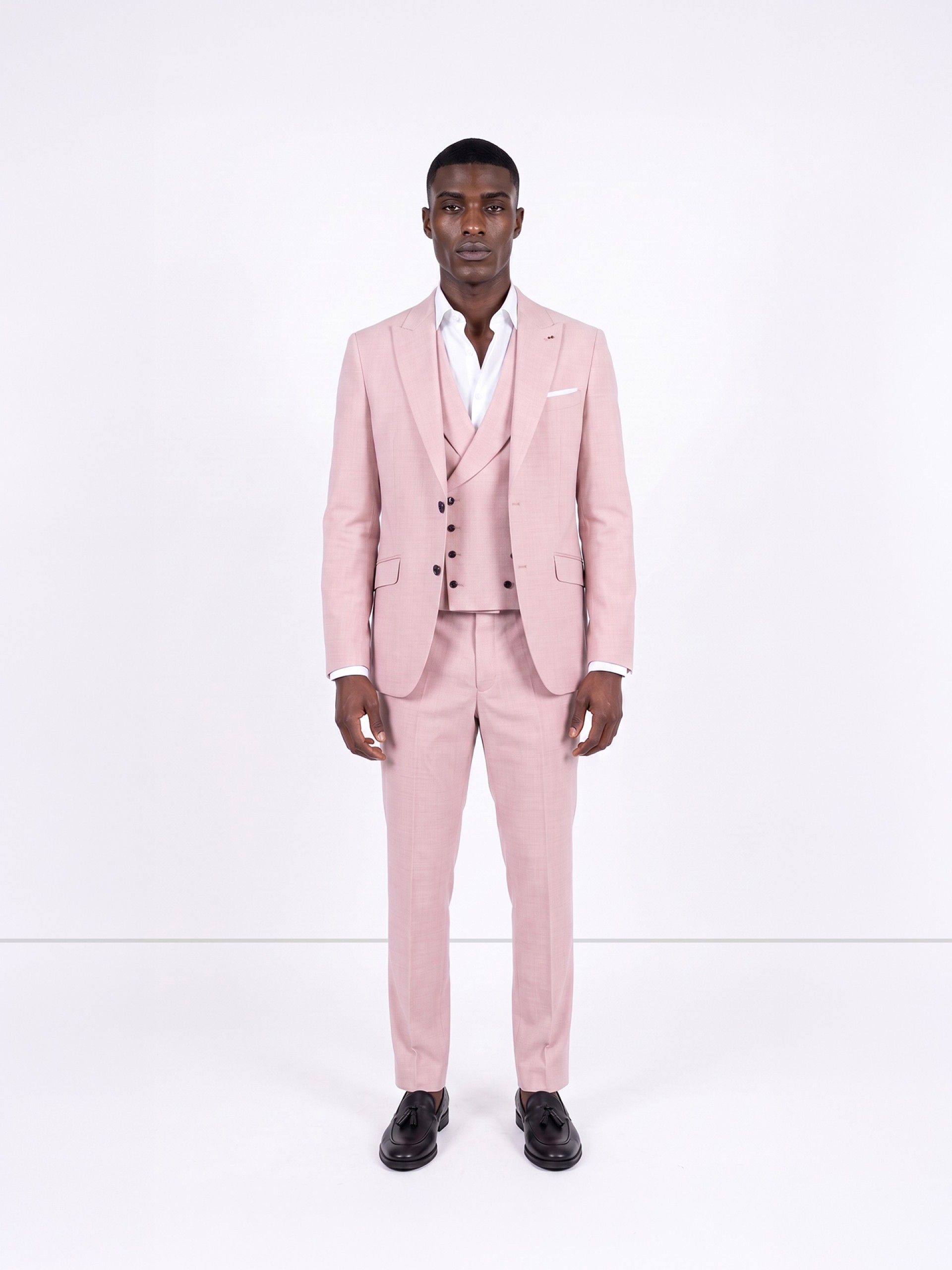 Fato liso slim fit com colete