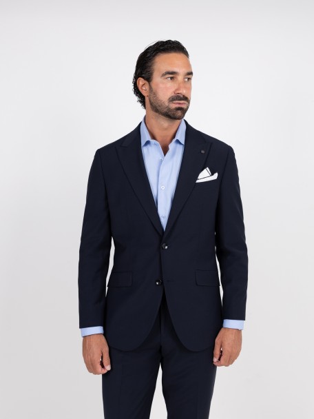 Fato liso slim fit com lã Fato liso slim fit com lã