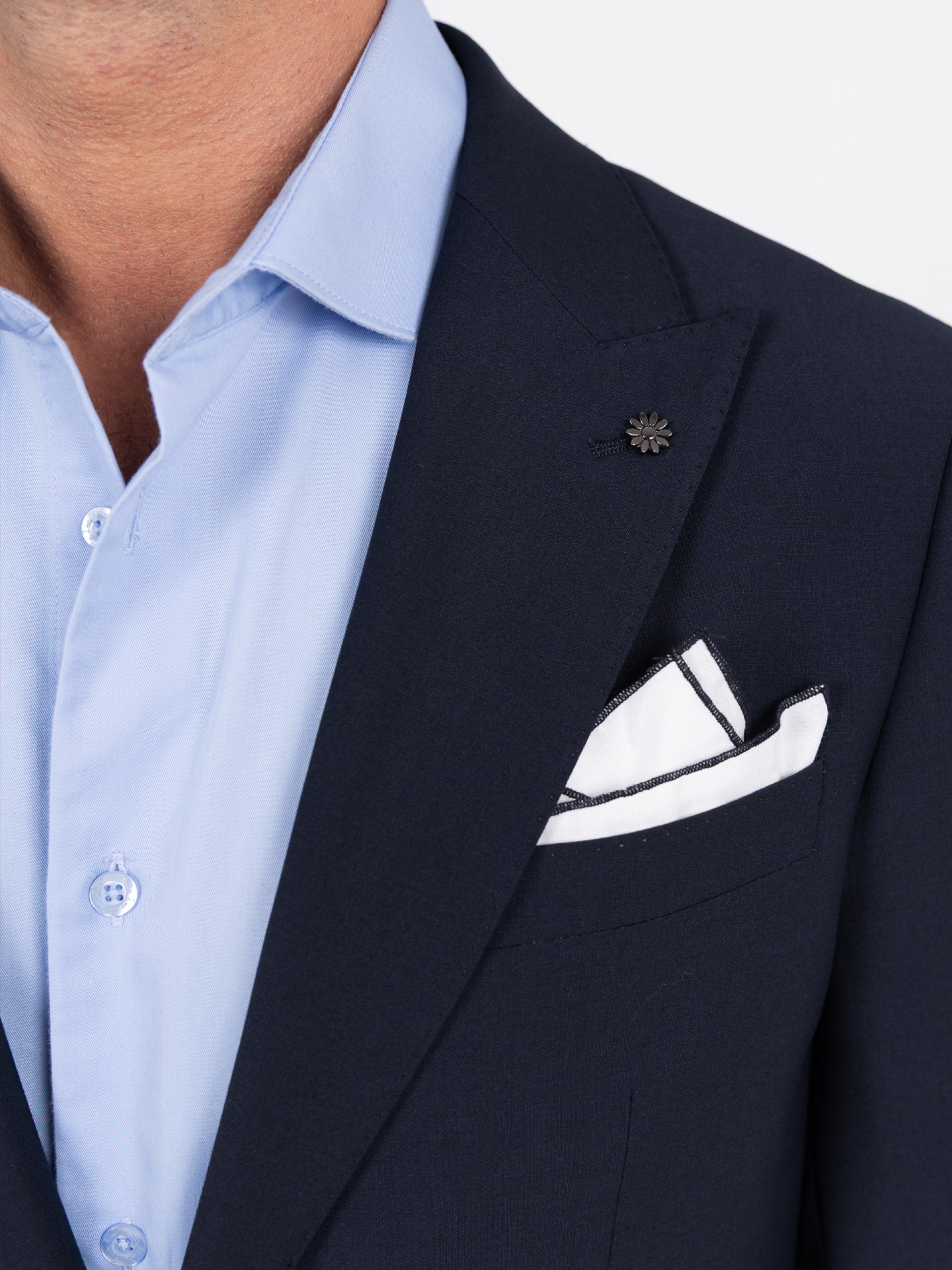 Fato liso slim fit com lã