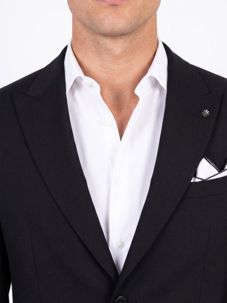 Fato liso slim fit com lã Fato liso slim fit com lã