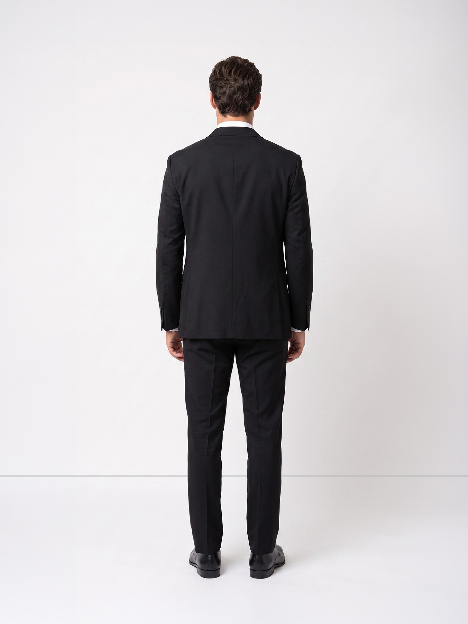 Fato liso slim fit com lã