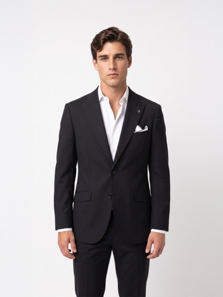 Fato liso slim fit com lã Fato liso slim fit com lã