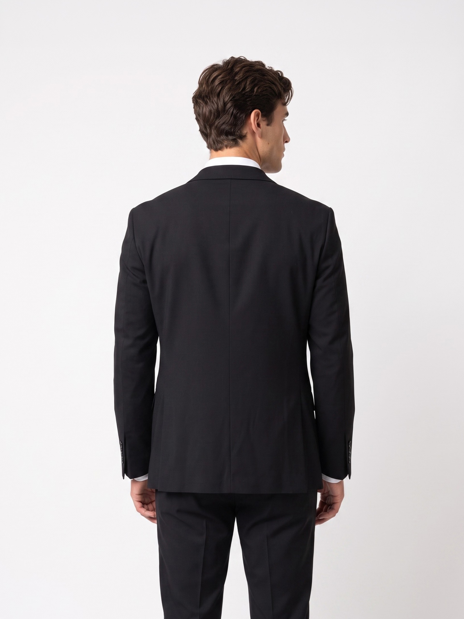 Fato liso slim fit com lã