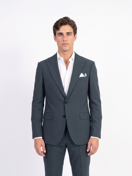 Fato liso slim fit com lã Fato liso slim fit com lã