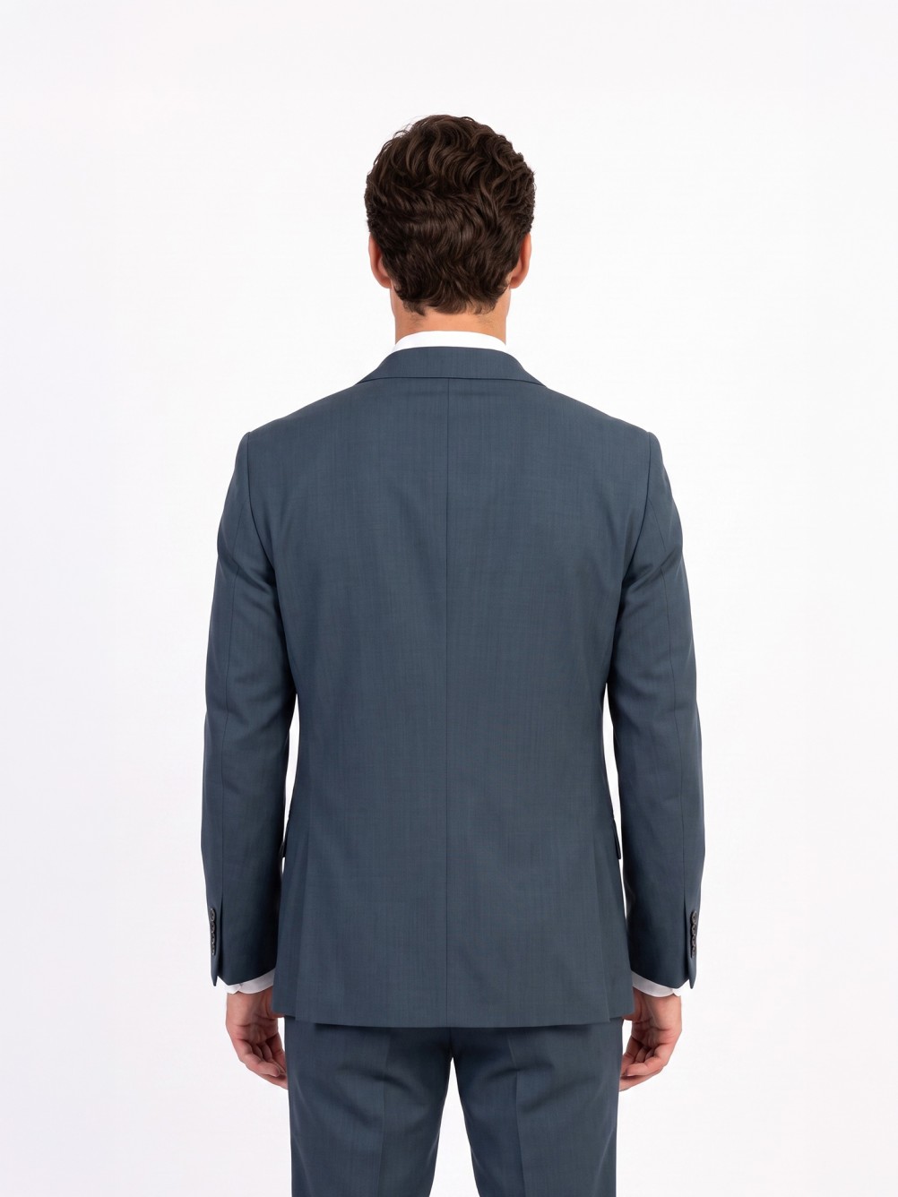 Fato liso slim fit com lã