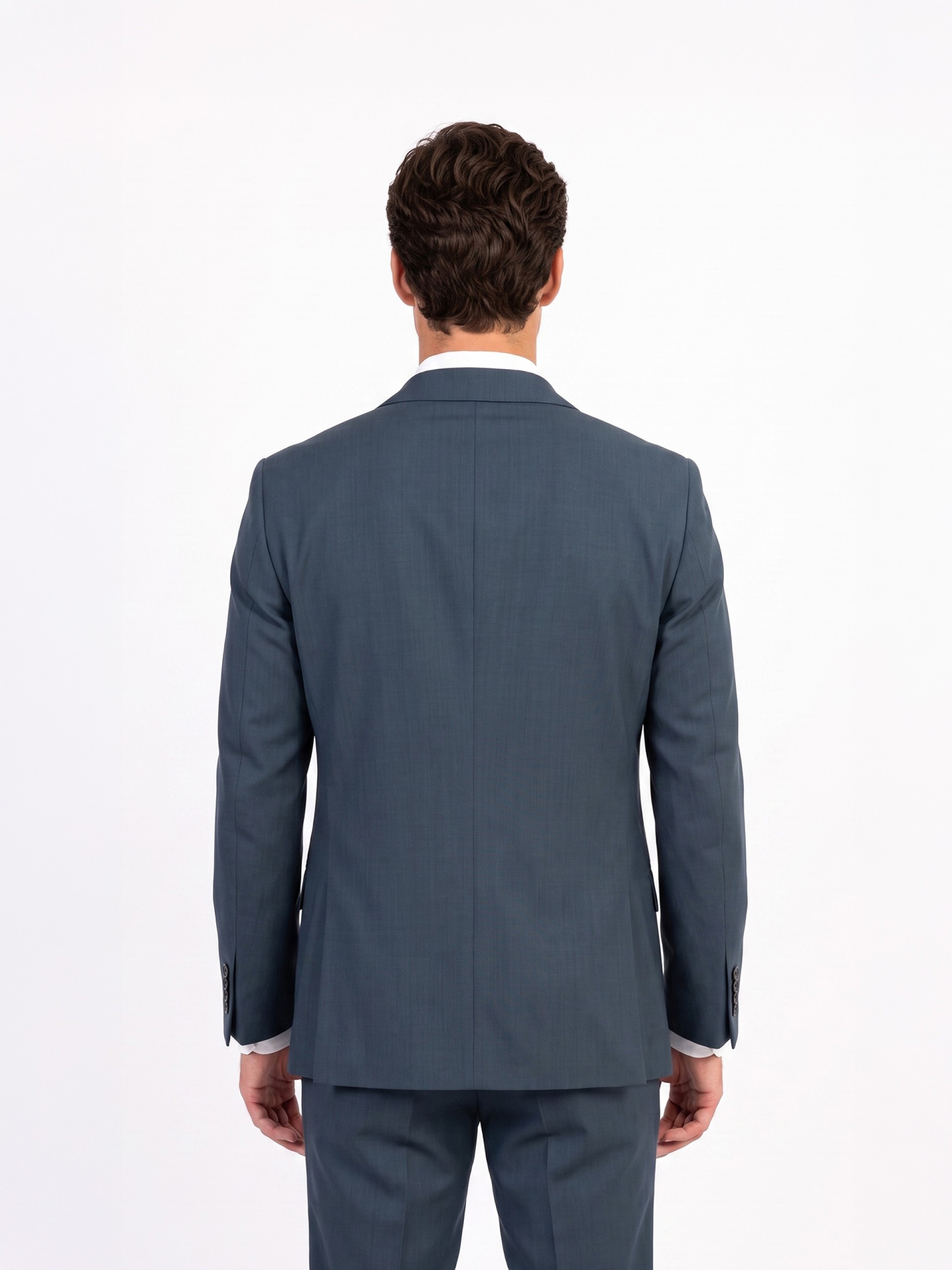 Fato liso slim fit com lã