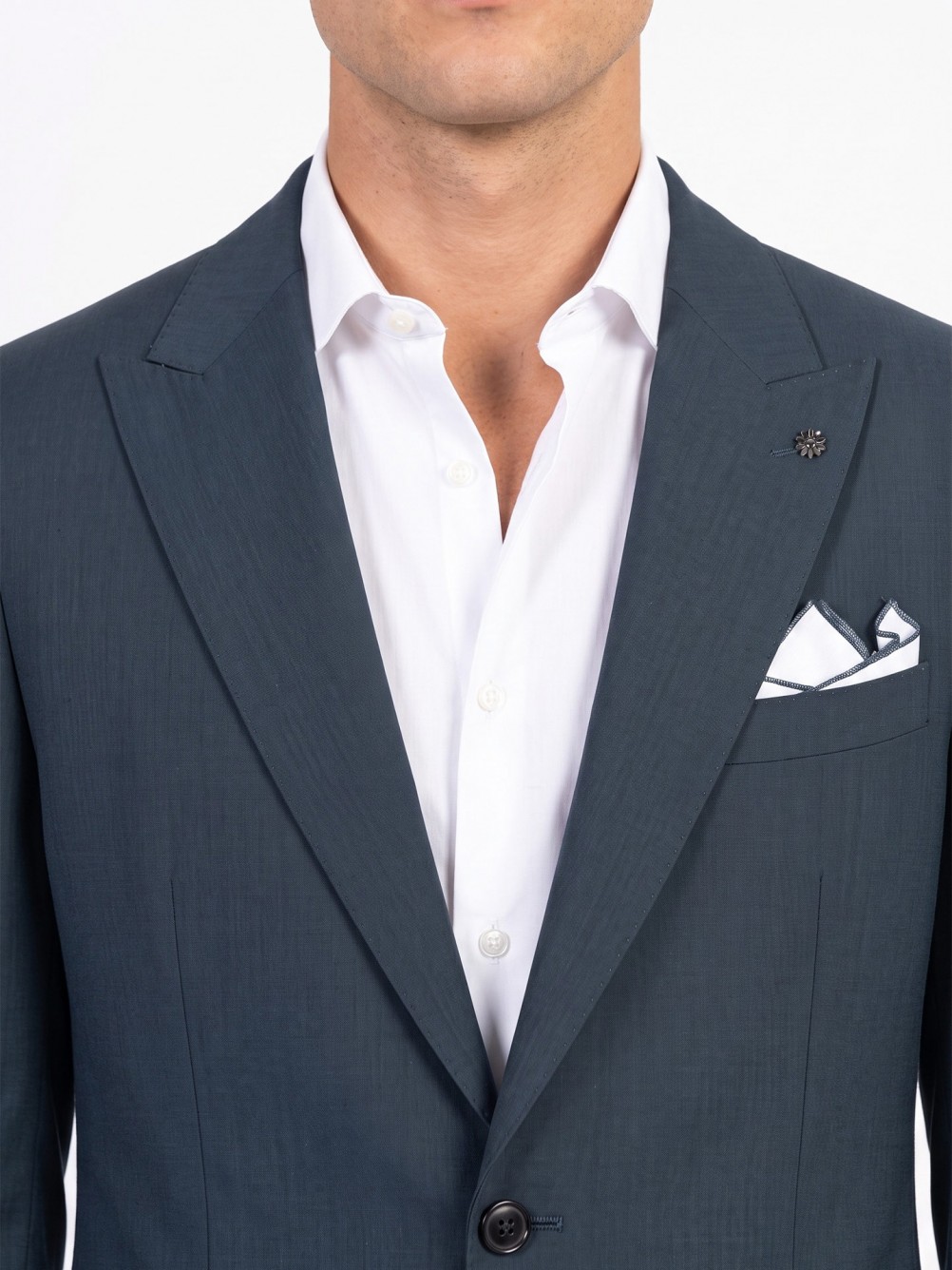 Fato liso slim fit com lã