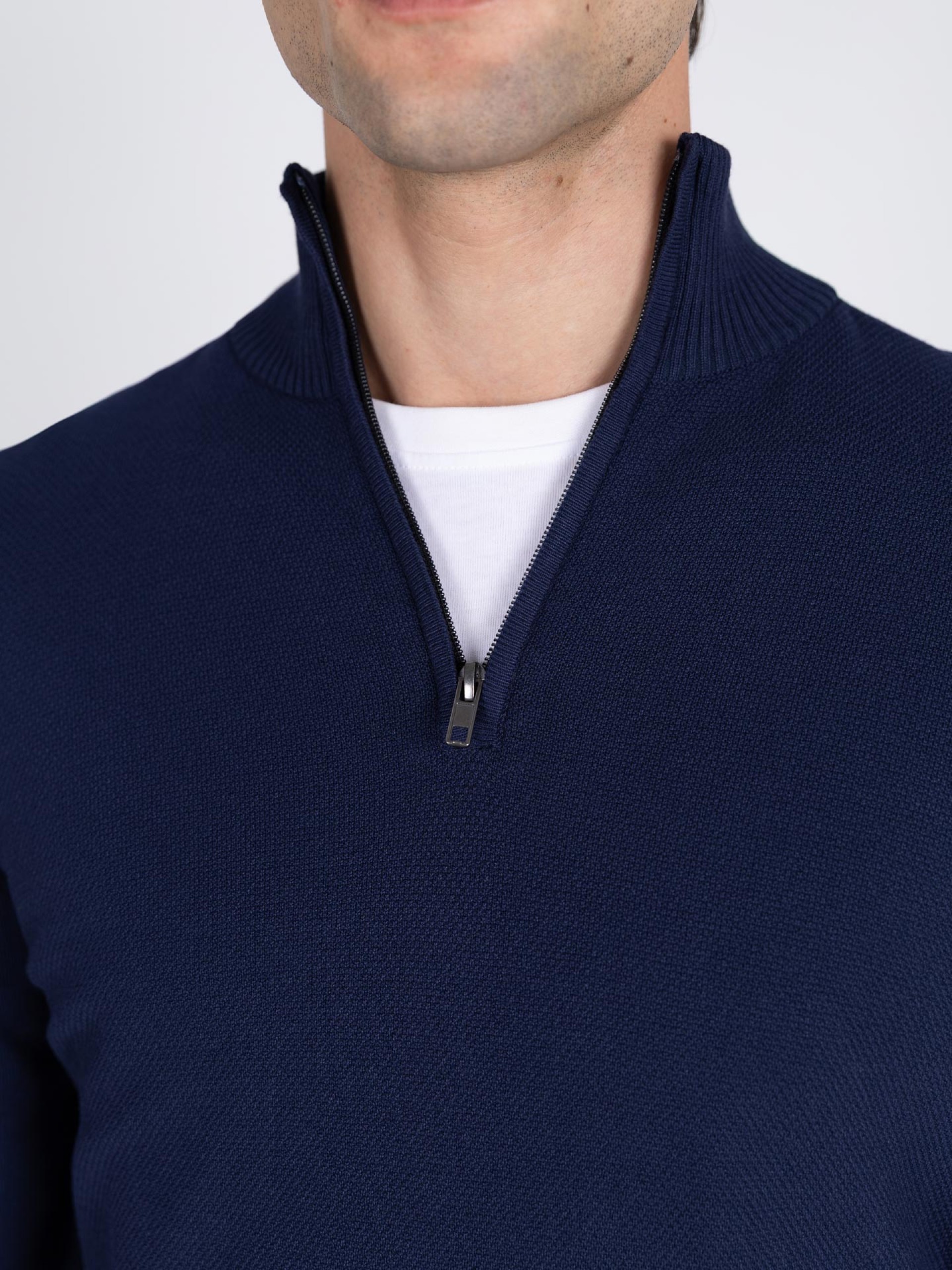 Camisola de malha meio fecho por zip