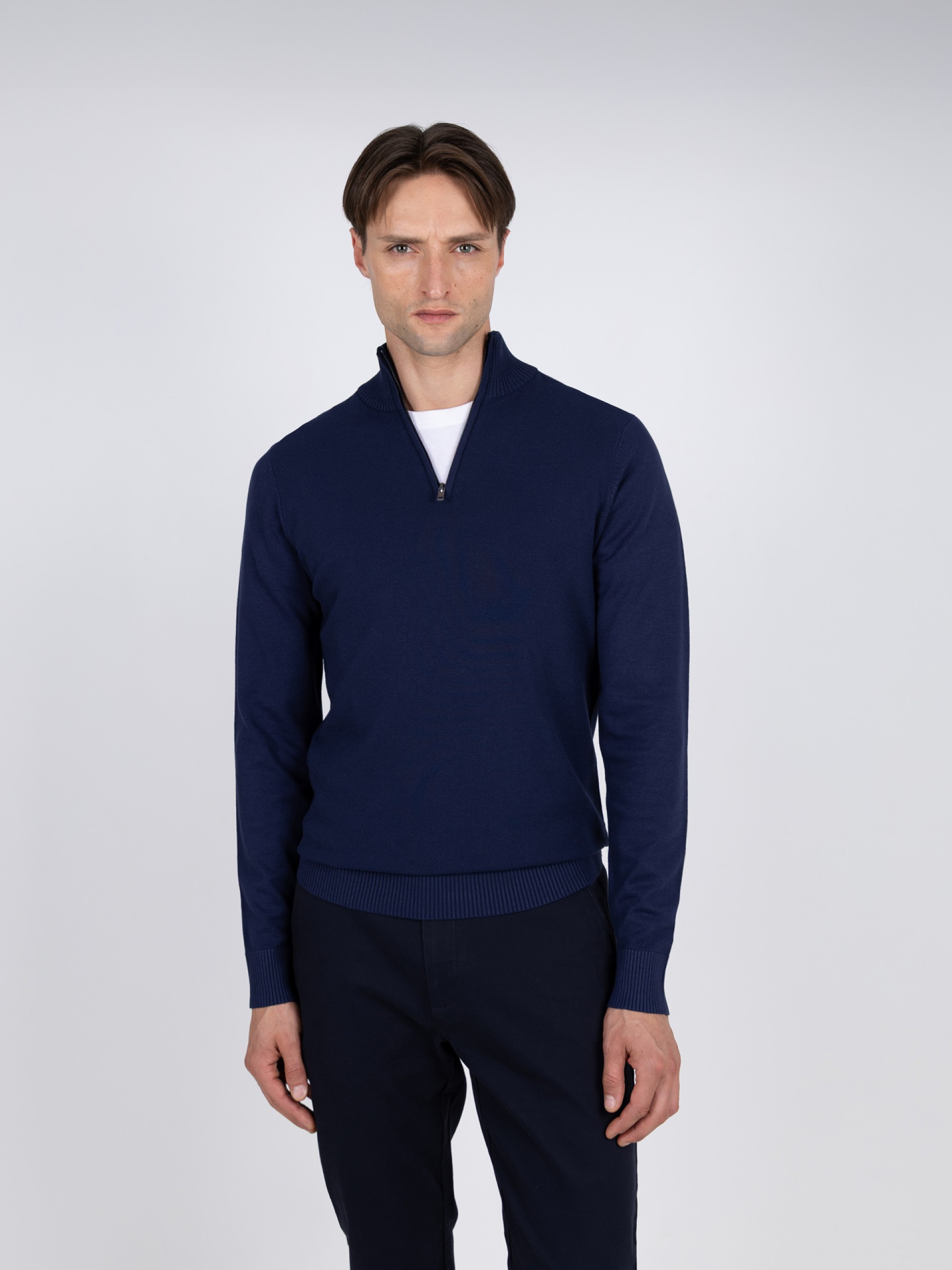 Camisola de malha meio fecho por zip