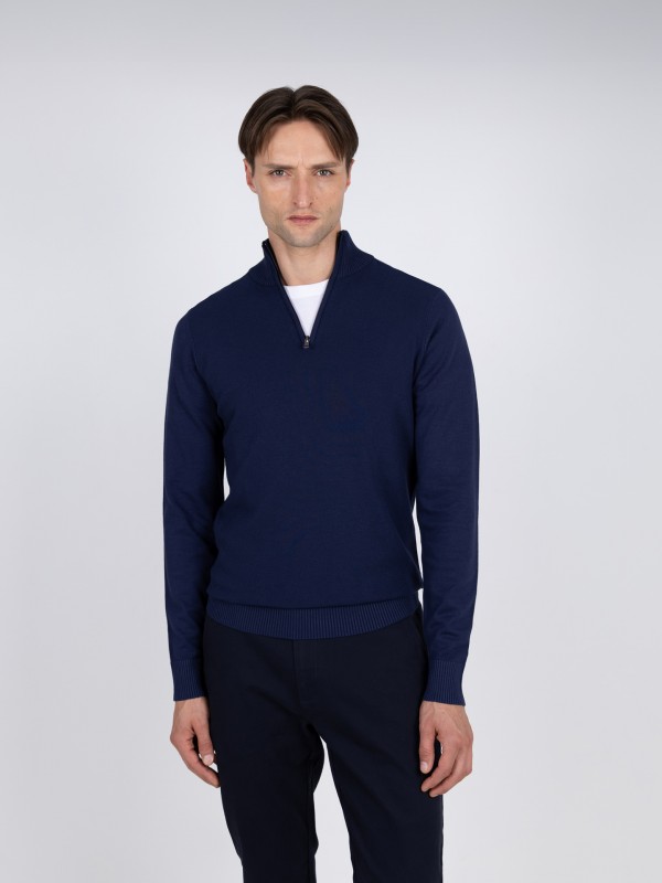 Camisola de malha meio fecho por zip