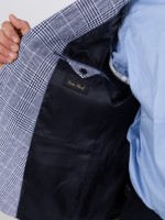 Blazer de padrão xadrez com linho Blazer de padrão xadrez com linho