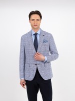Blazer de padrão xadrez com linho Blazer de padrão xadrez com linho