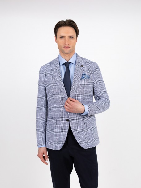 Checked blazer with linen Checked blazer with linen