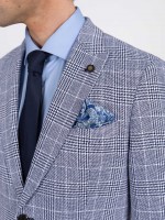 Blazer de padrão xadrez com linho Blazer de padrão xadrez com linho