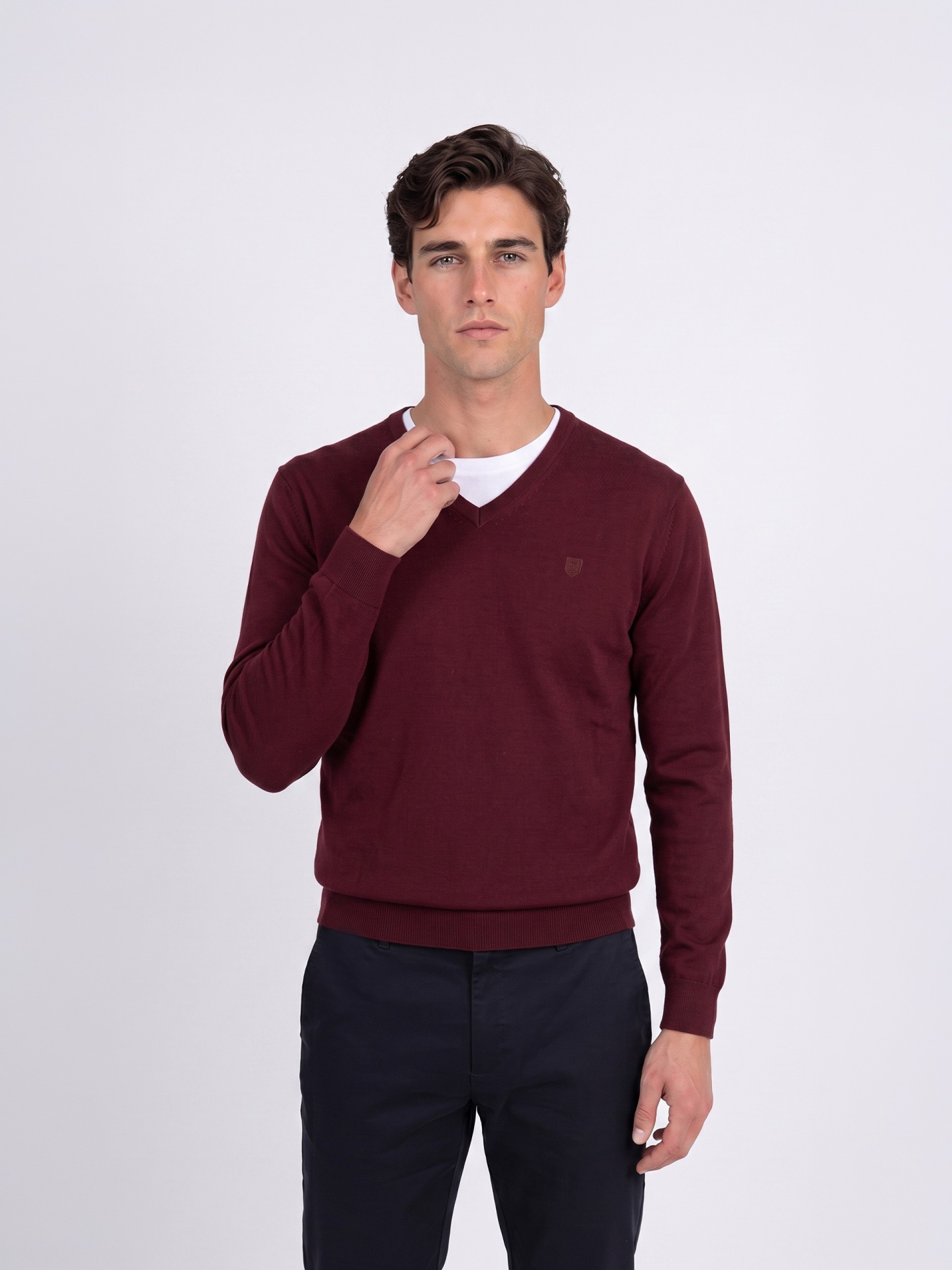 Camisola de malha decote em V
