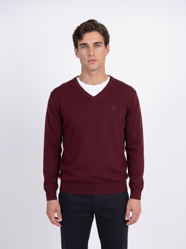 Camisola de malha decote em V Camisola de malha decote em V