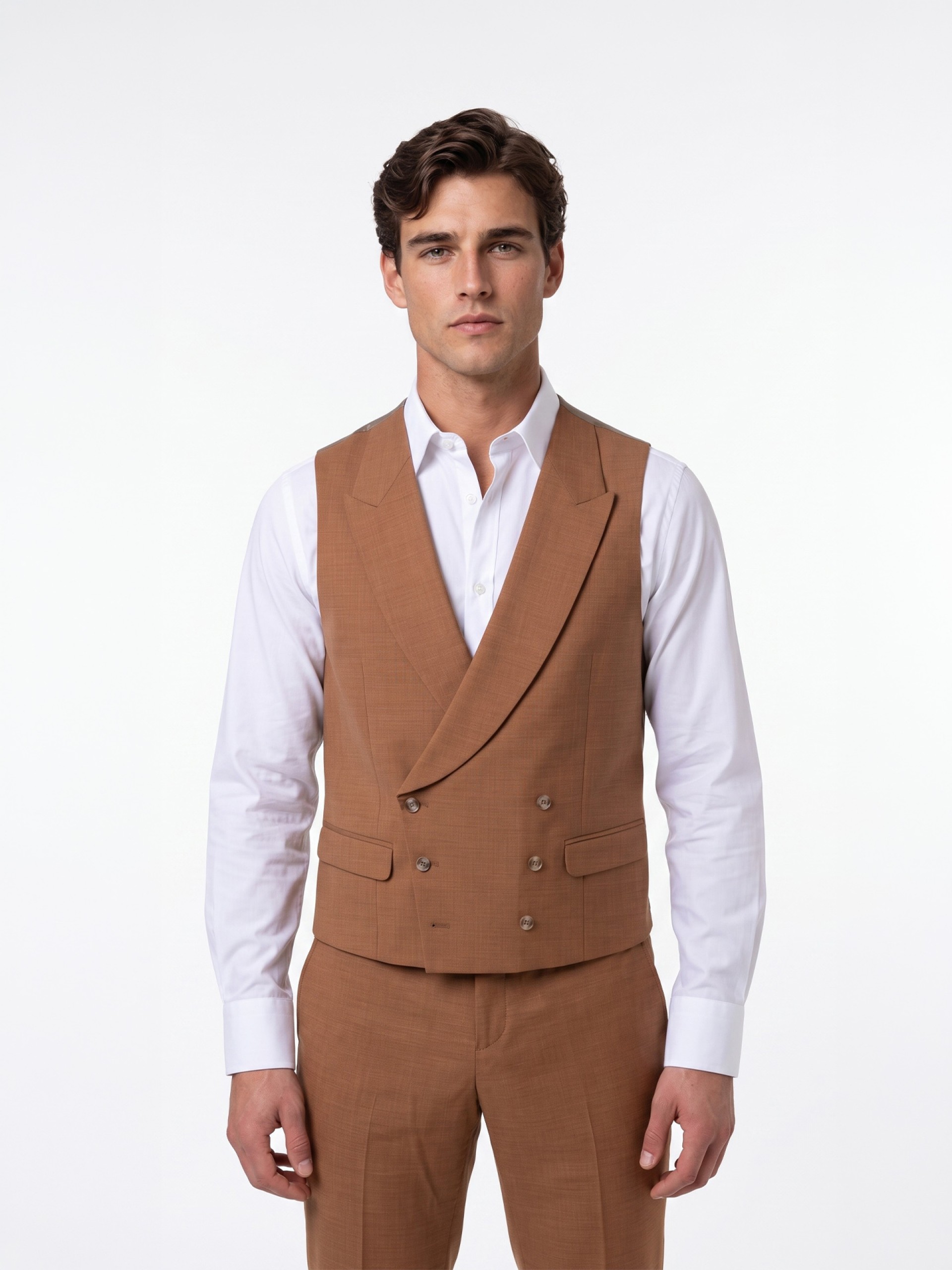 Fato liso slim fit com colete