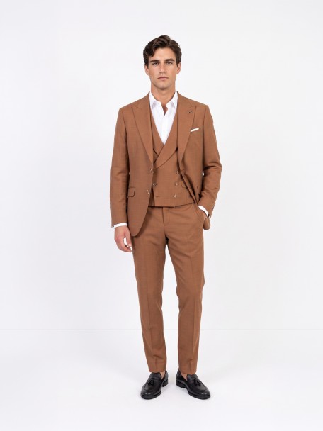 Fato liso slim fit com colete