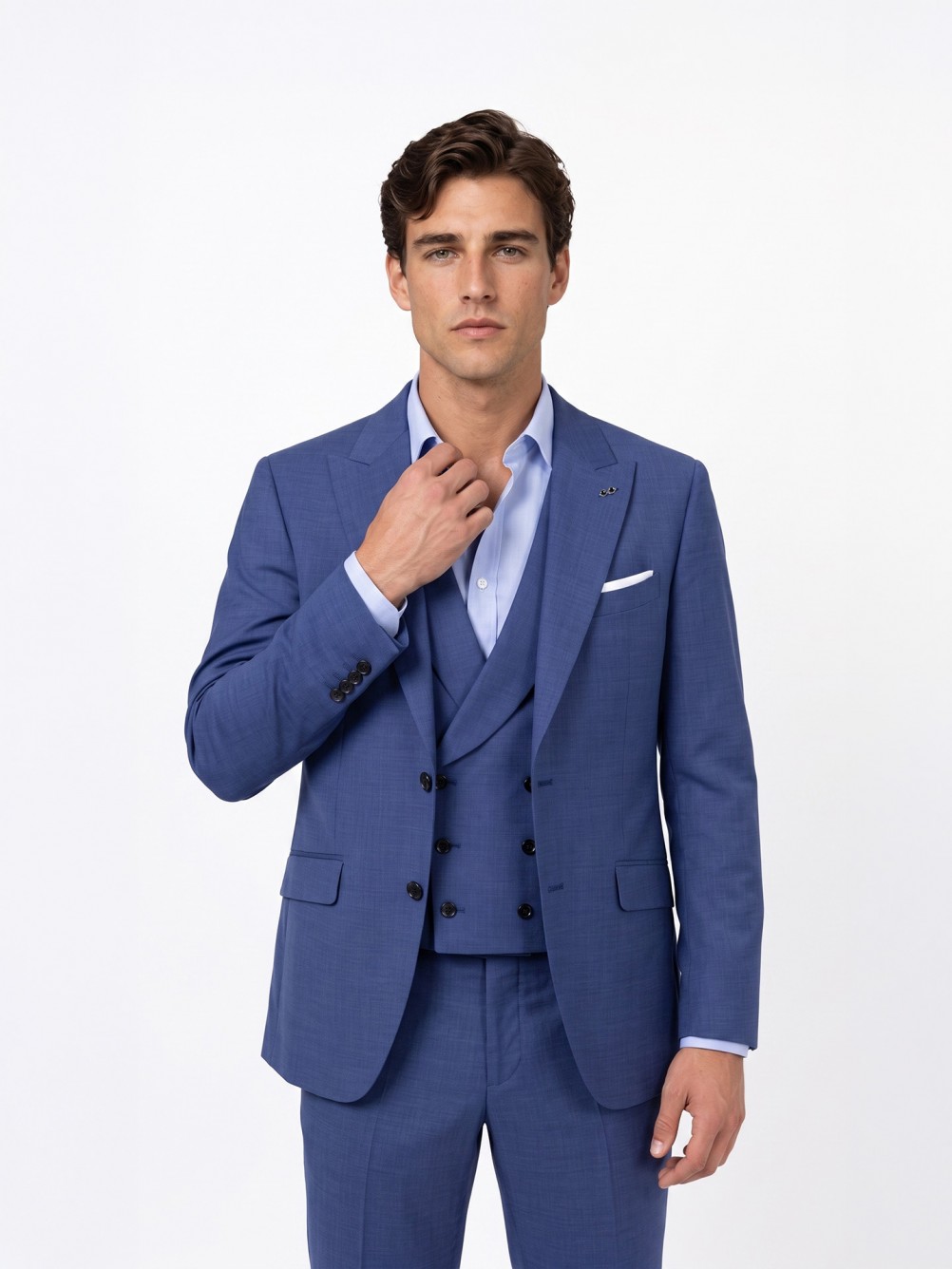 Fato liso slim fit com colete
