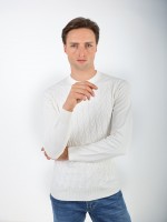 Camisola de malha com efeito entrançado Camisola de malha com efeito entrançado
