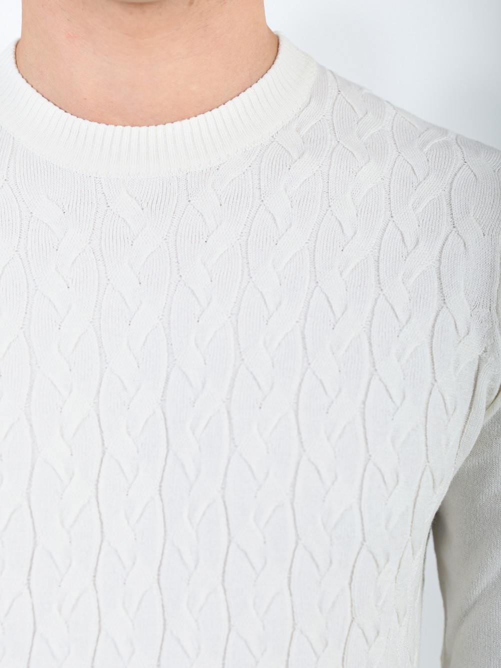 Camisola de malha com efeito entrançado