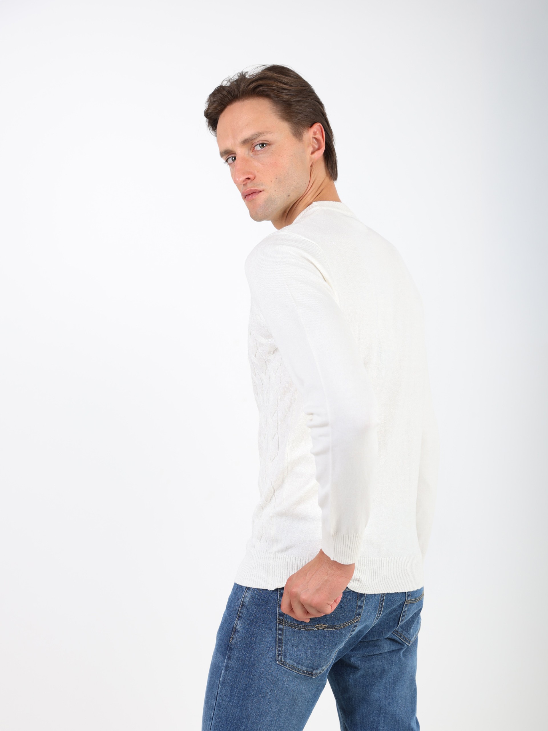 Camisola de malha com efeito entrançado