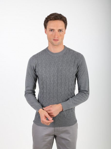 Camisola de malha com efeito entran�ado