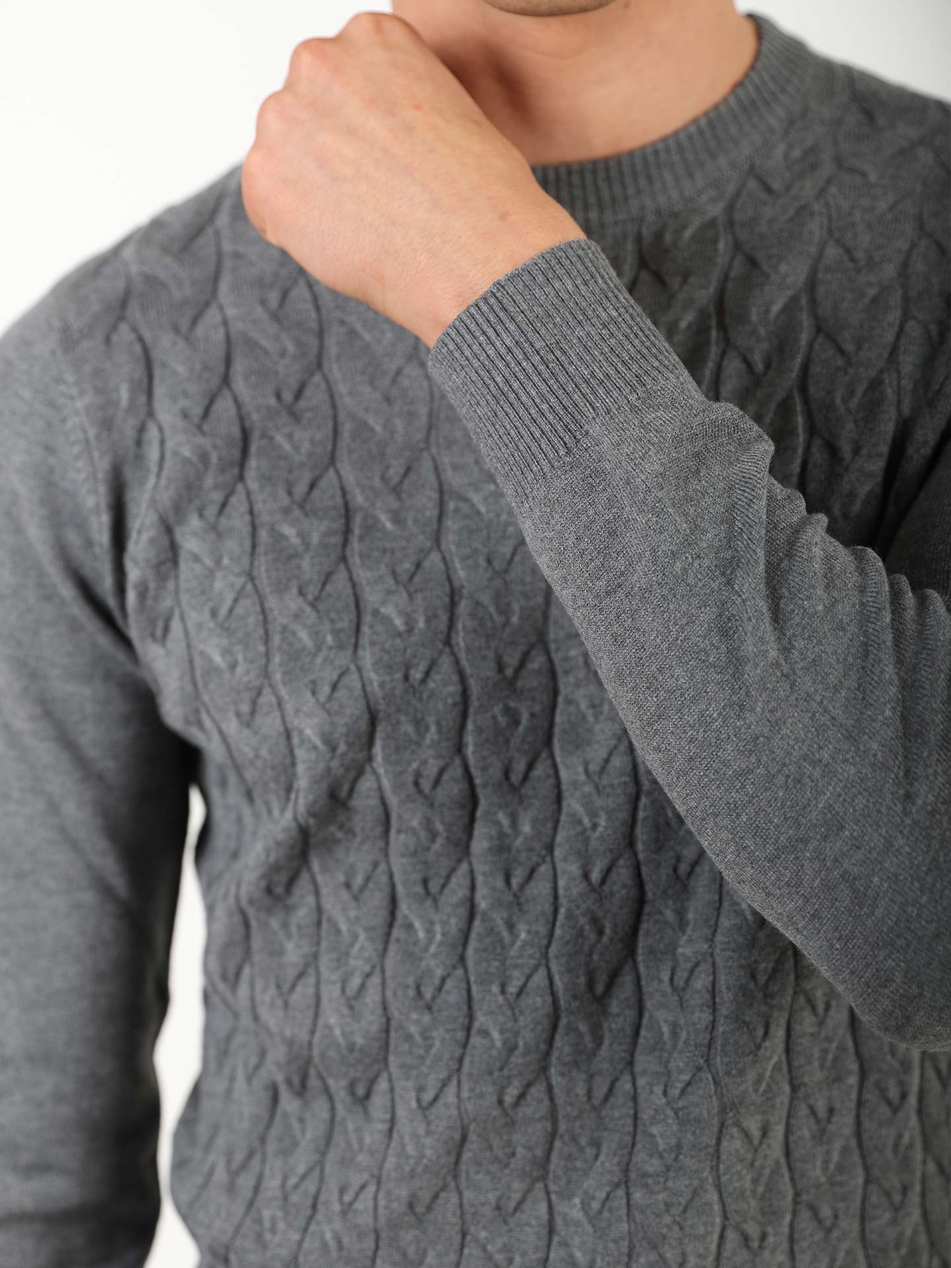 Camisola de malha com efeito entrançado