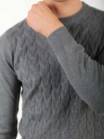 Camisola de malha com efeito entrançado Camisola de malha com efeito entrançado
