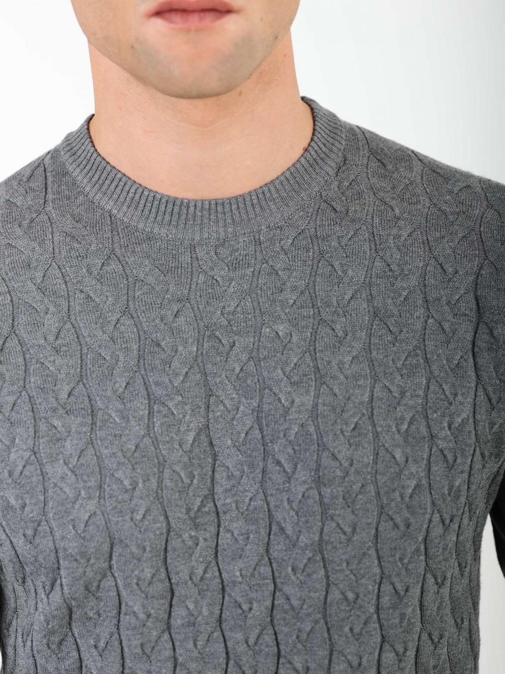 Camisola de malha com efeito entrançado
