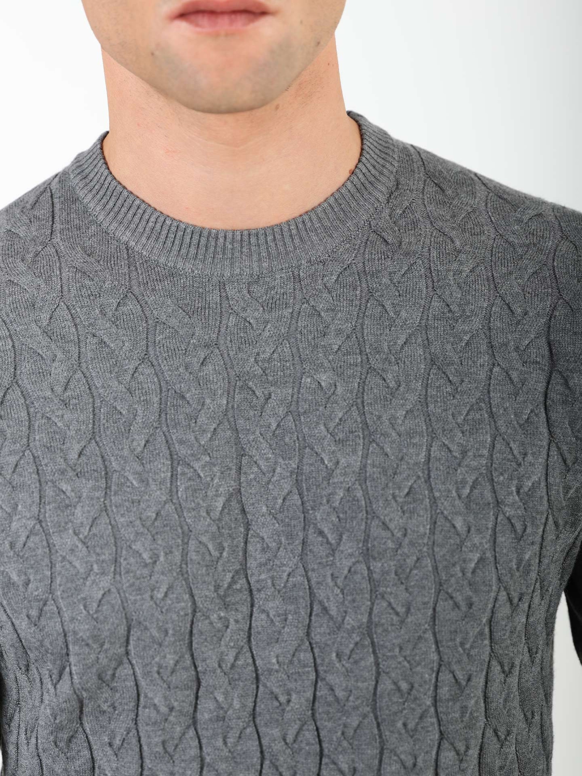 Camisola de malha com efeito entrançado