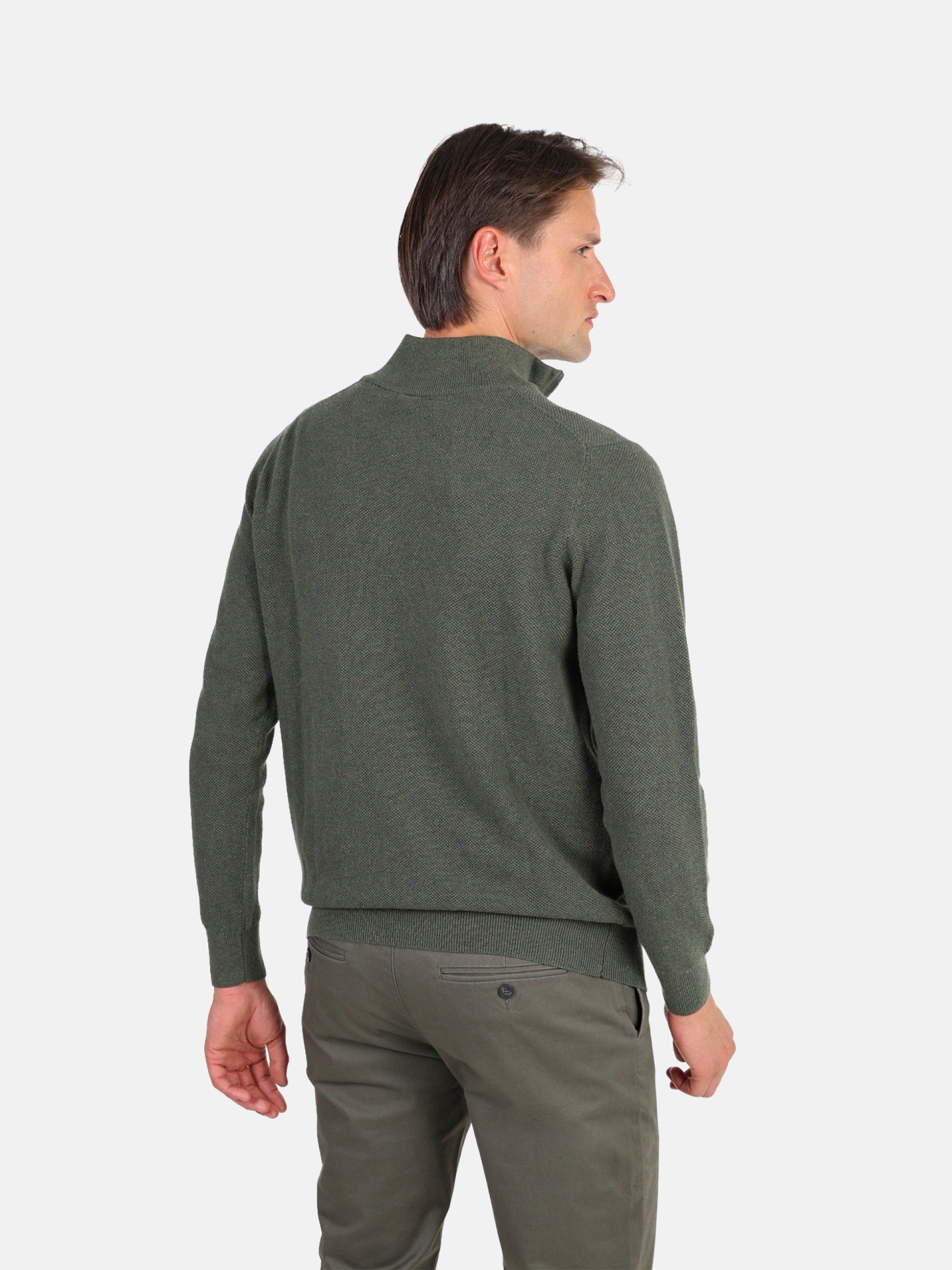 Knit sweater with half-zip 100% cotton