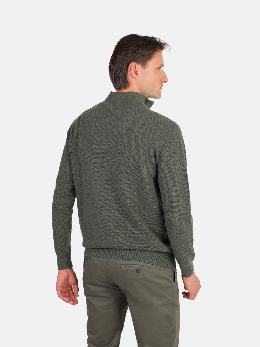 Knit sweater with half-zip 100% cotton