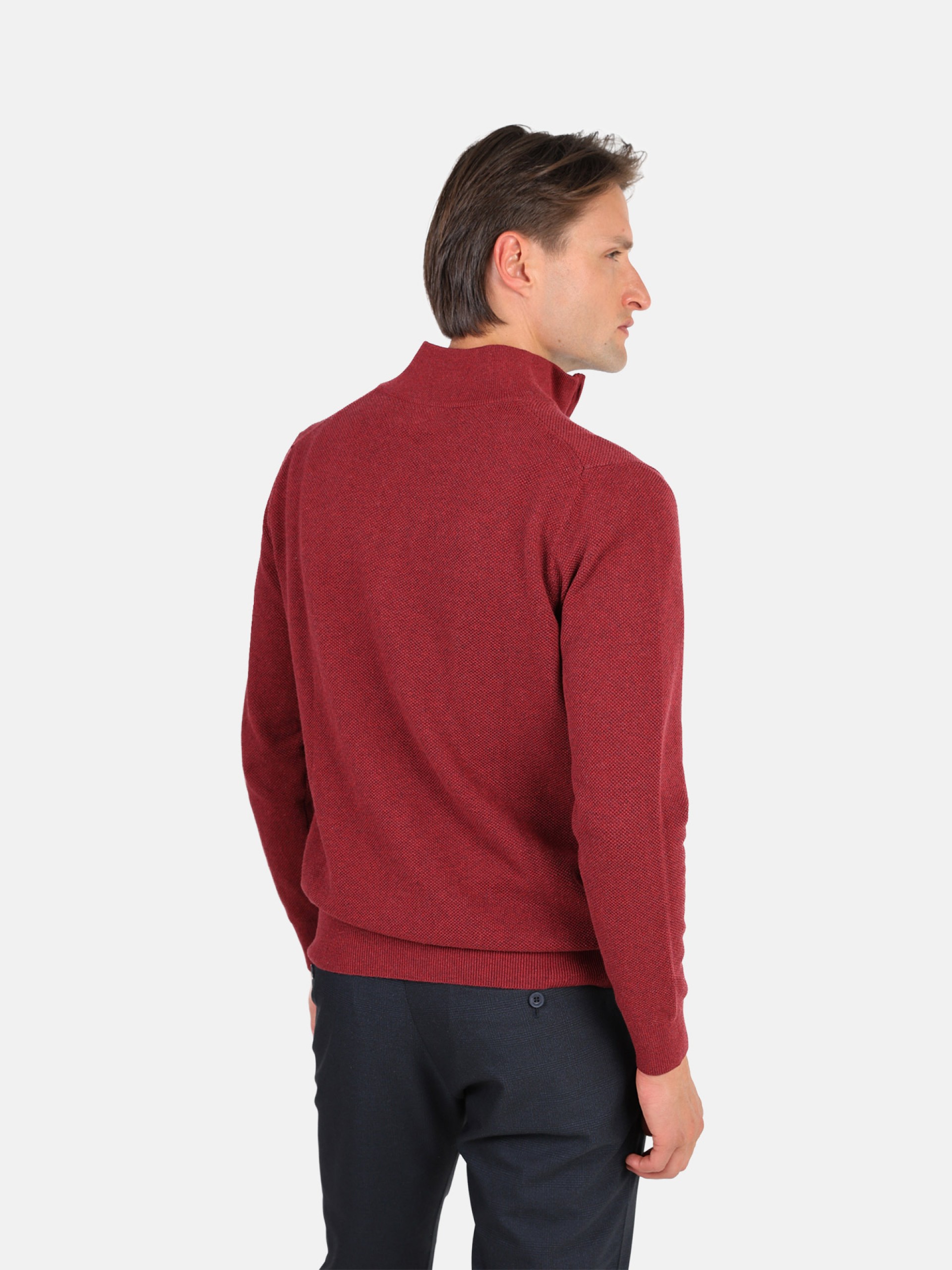Knit sweater with half-zip 100% cotton