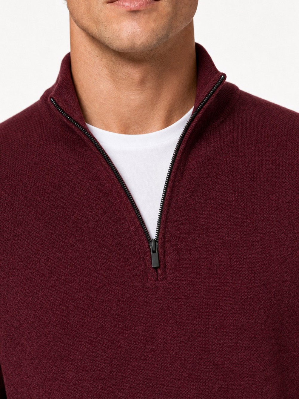 Camisola de malha meio fecho 100% algod�o