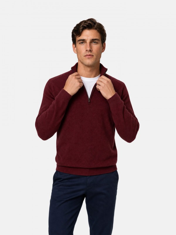 Camisola de malha meio fecho 100% algod�o