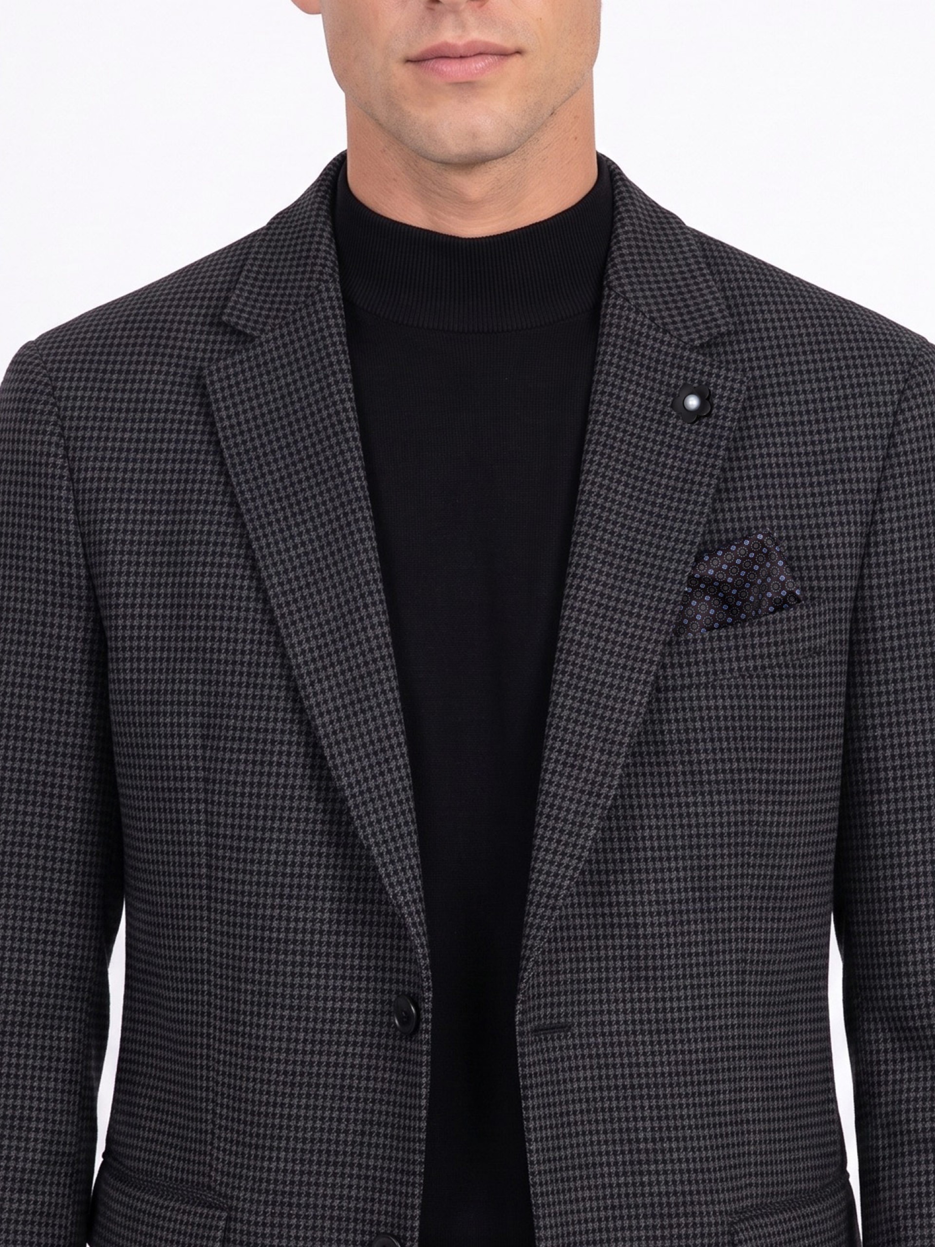 Blazer de micro padrão com lã