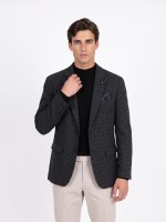 Micro-pattern blazer with wool