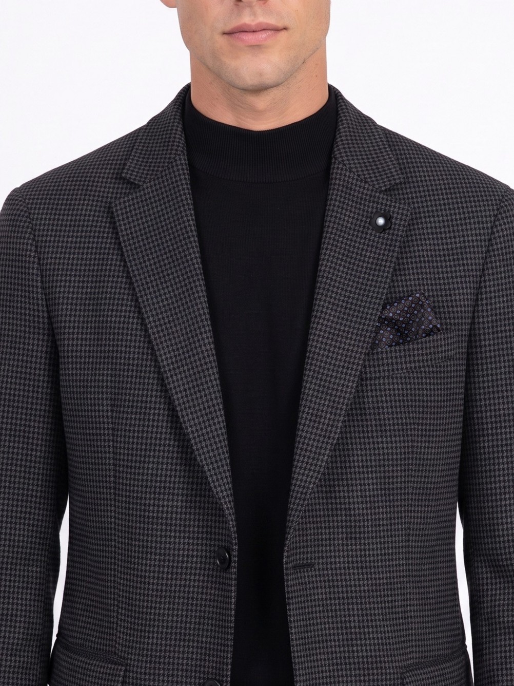 Micro-pattern blazer with wool