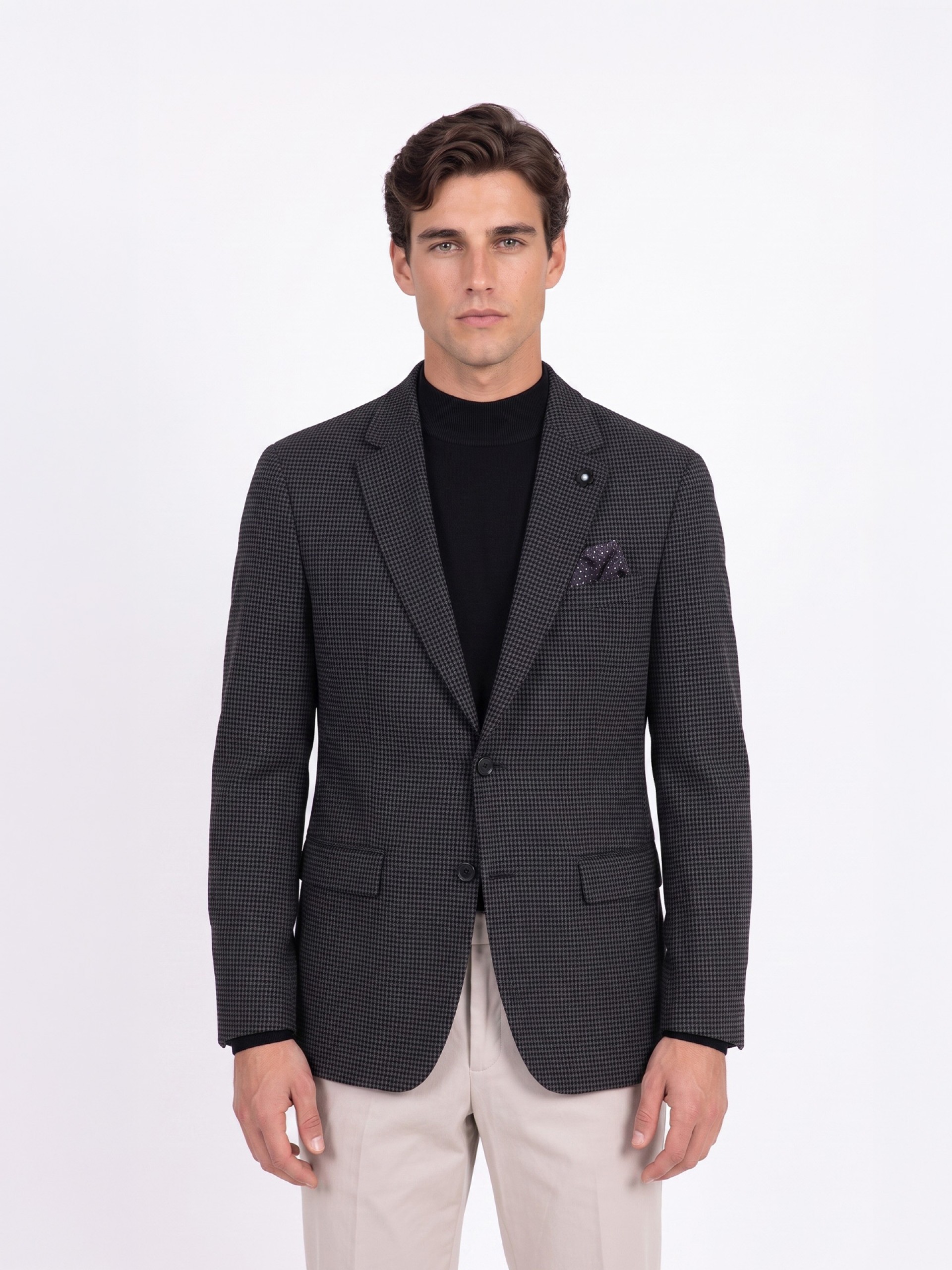 Blazer de micro padrão com lã