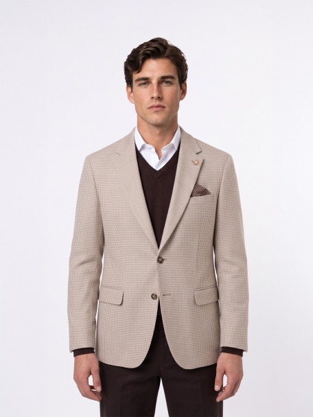 Micro-pattern blazer with wool