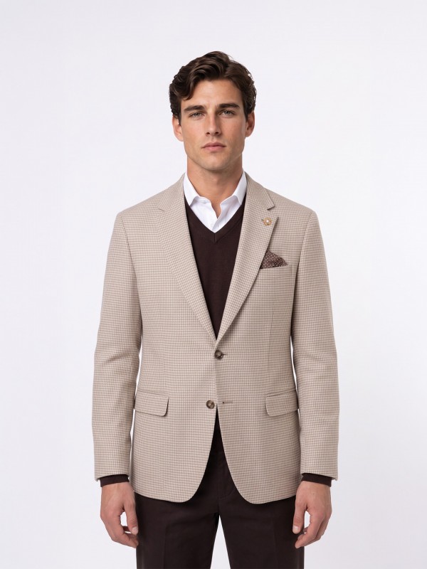 Micro-pattern blazer with wool