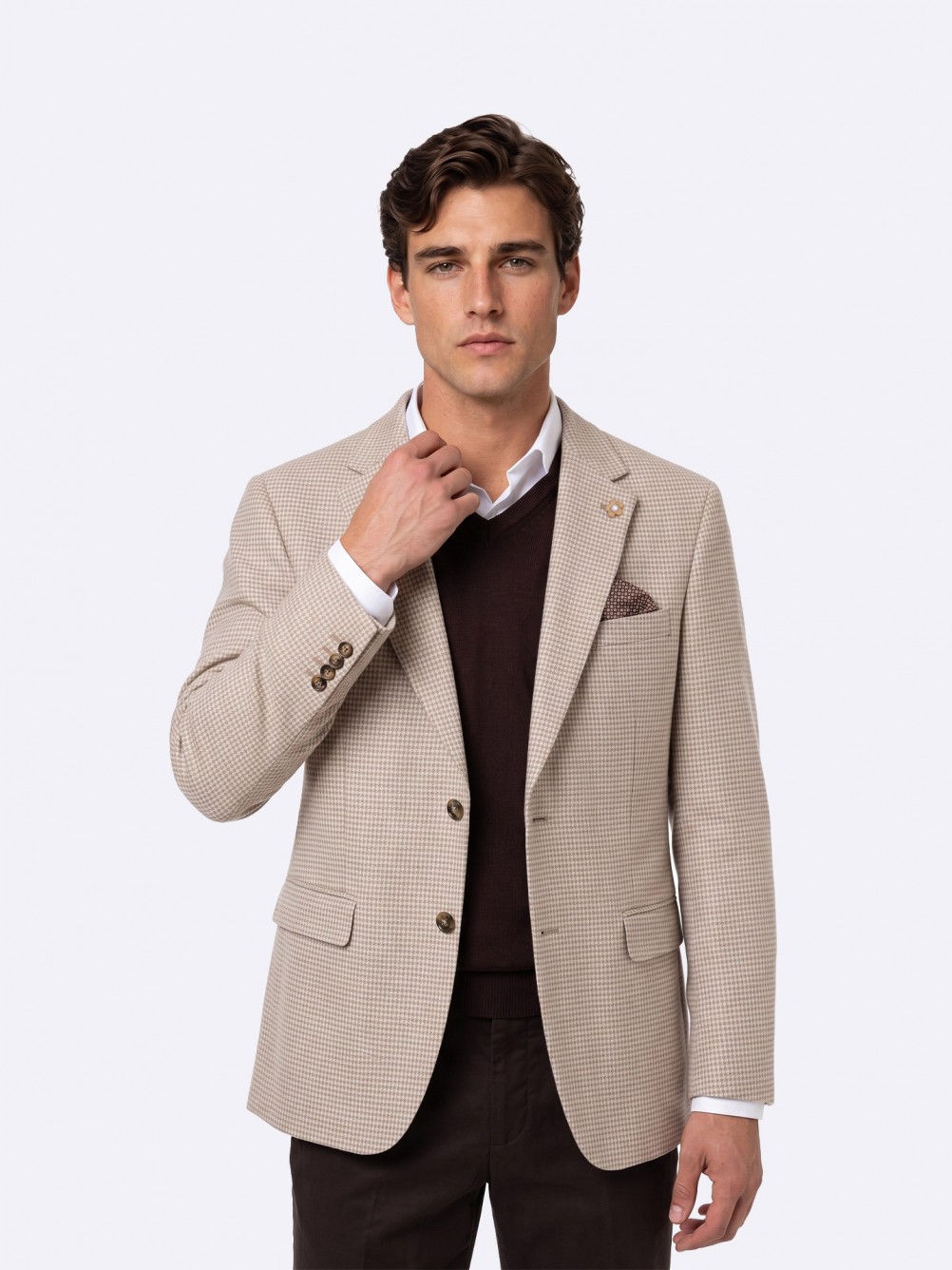 Micro-pattern blazer with wool