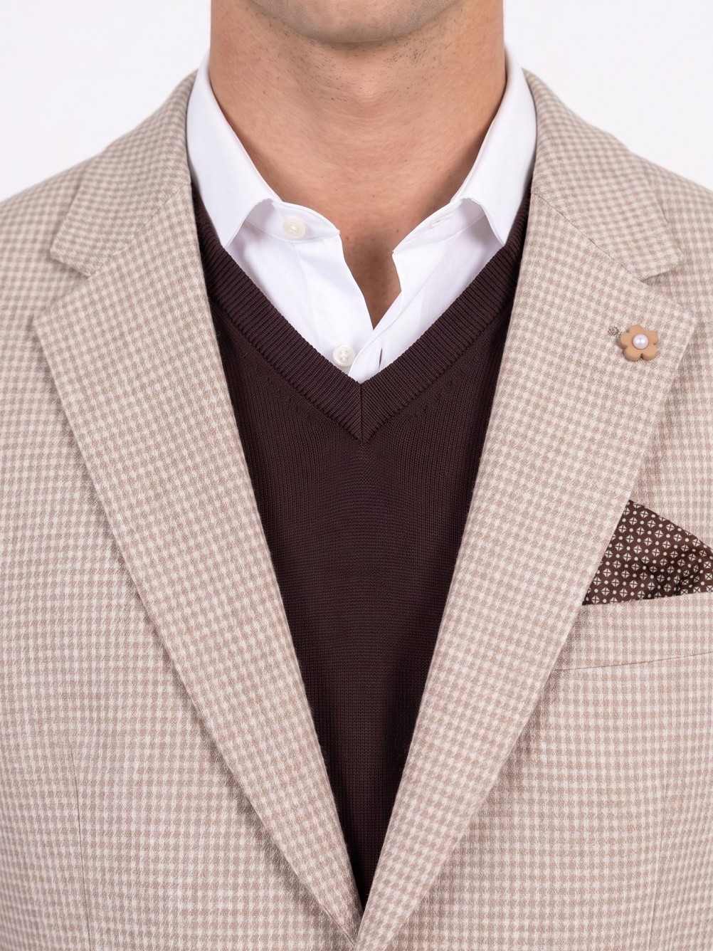 Micro-pattern blazer with wool