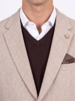 Micro-pattern blazer with wool