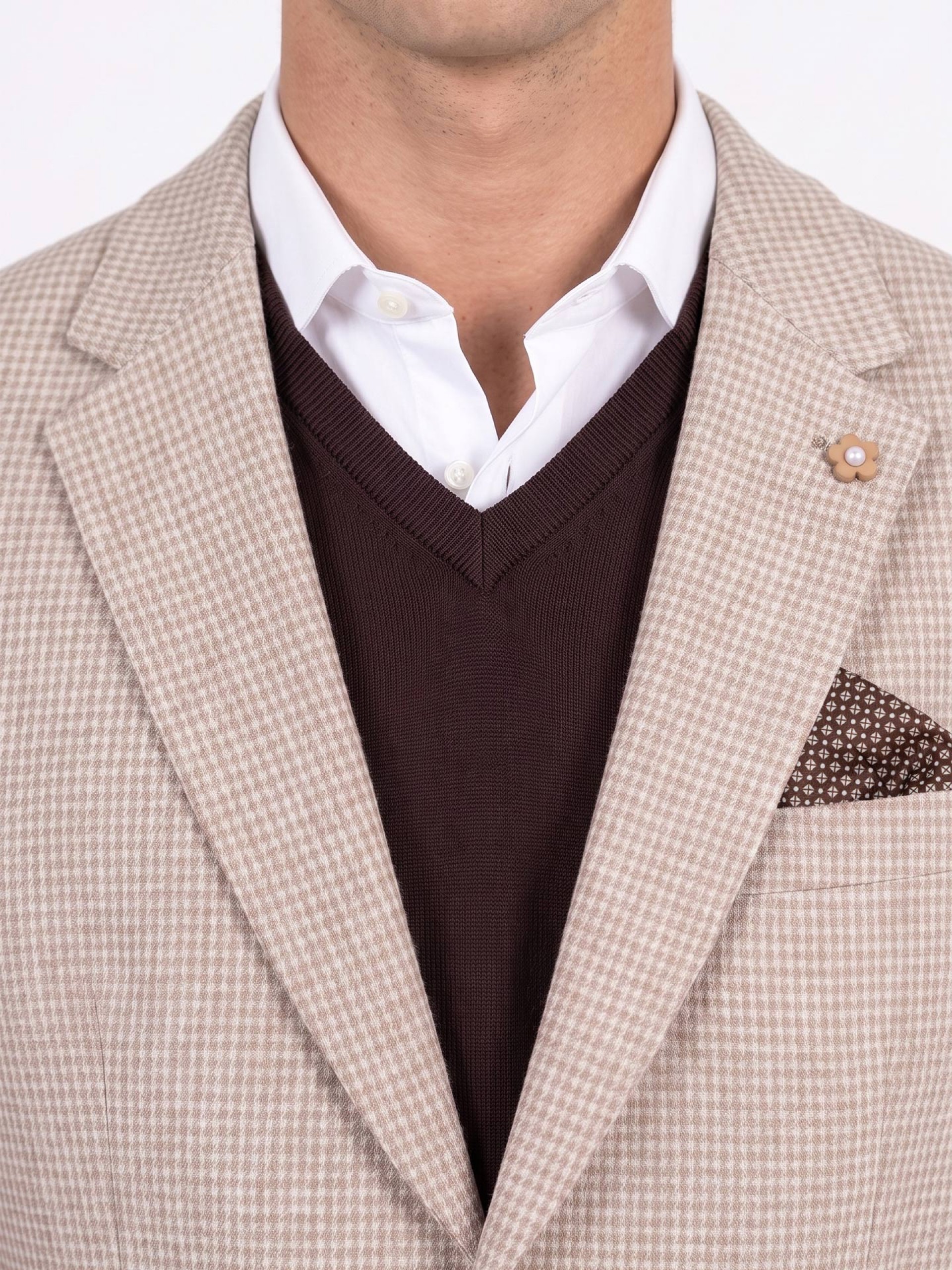 Blazer de micro padrão com lã