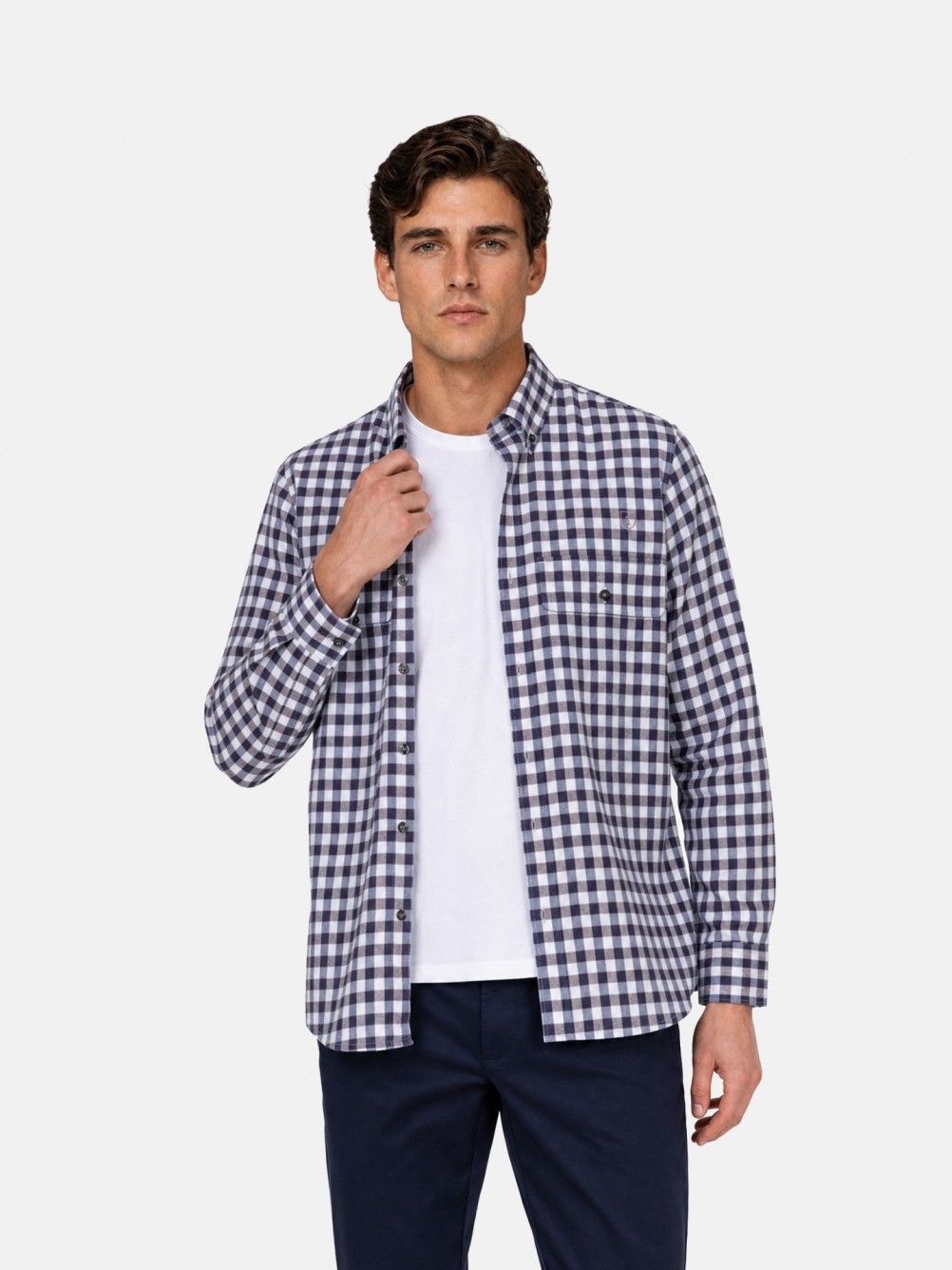 Cotton check pattern shirt