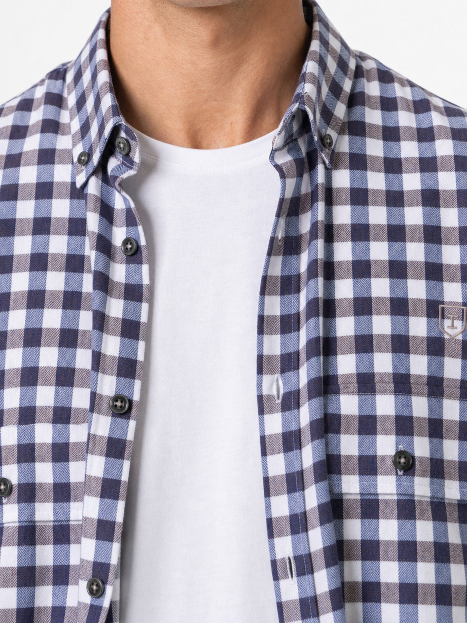 Camisa de algodão padrão xadrez