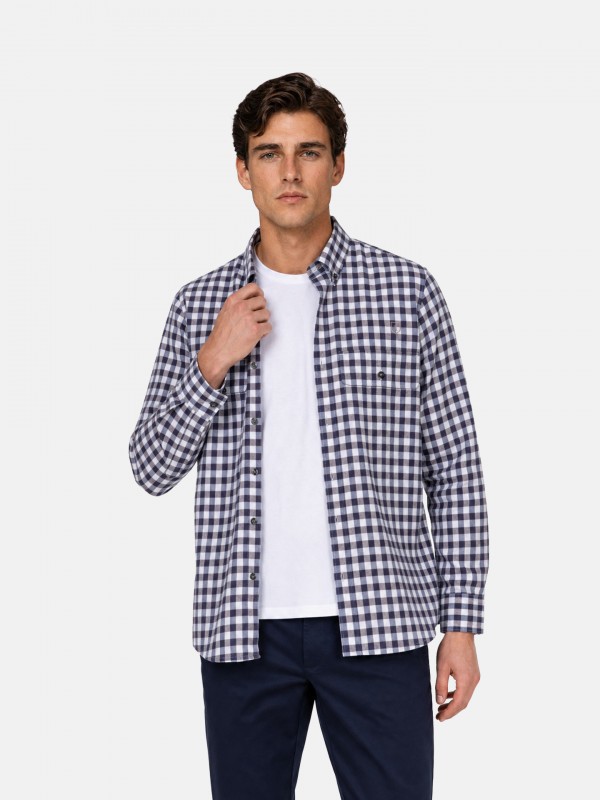 Camisa de algod�o padr�o xadrez
